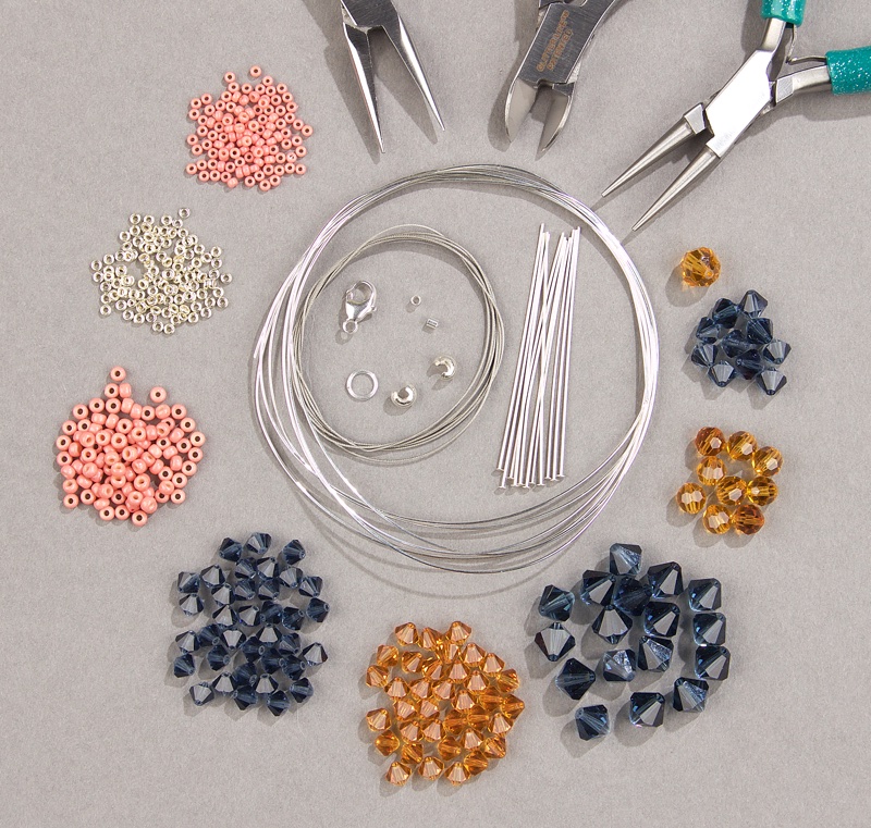 Crystal Cascade Necklace Materials
